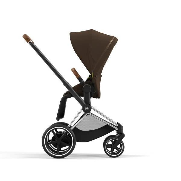Cybex E-Priam 2 Stroller - Chrome/Brown Frame and Khaki Green Seat Pack - Image 4