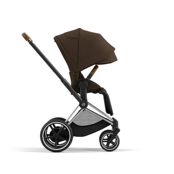 Cybex E-Priam 2 Stroller - Chrome/Brown Frame and Khaki Green Seat Pack - Image 5