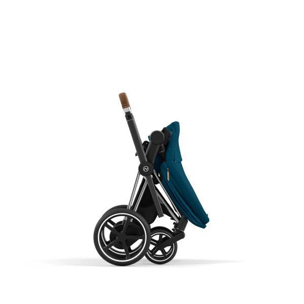 Cybex E-Priam 2 Stroller - Chrome/Brown Frame and Mountain Blue Seat Pack - Image 7