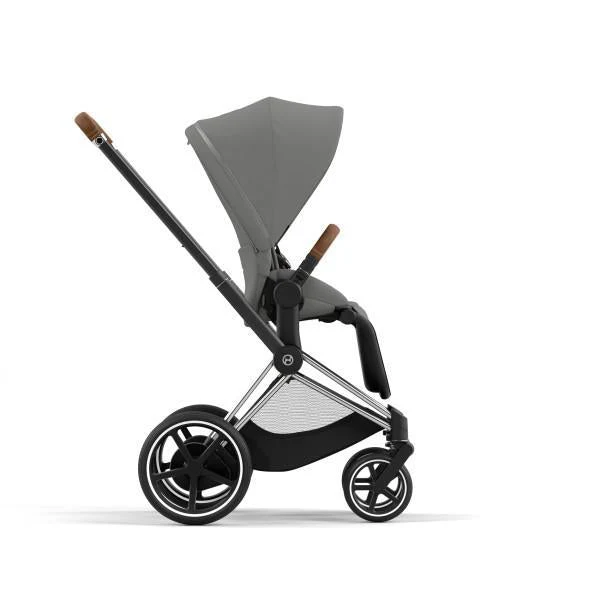 Cybex E-Priam 2 Stroller - Chrome/Brown Frame and Soho Grey Seat Pack - Image 3