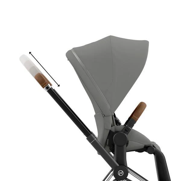 Cybex E-Priam 2 Stroller - Chrome/Brown Frame and Soho Grey Seat Pack - Image 5