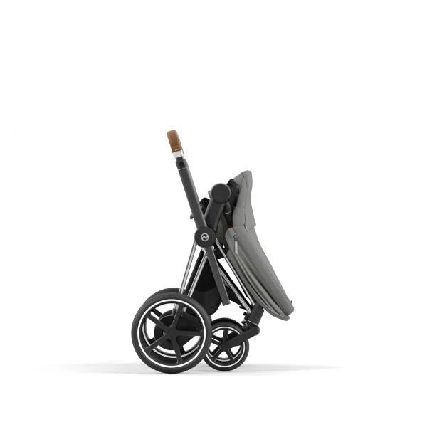 Cybex E-Priam 2 Stroller - Chrome/Brown Frame and Soho Grey Seat Pack - Image 8