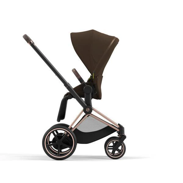 Cybex E-Priam 2 Stroller - Rose Gold/Brown Frame and Khaki Green Seat Pack - Image 4