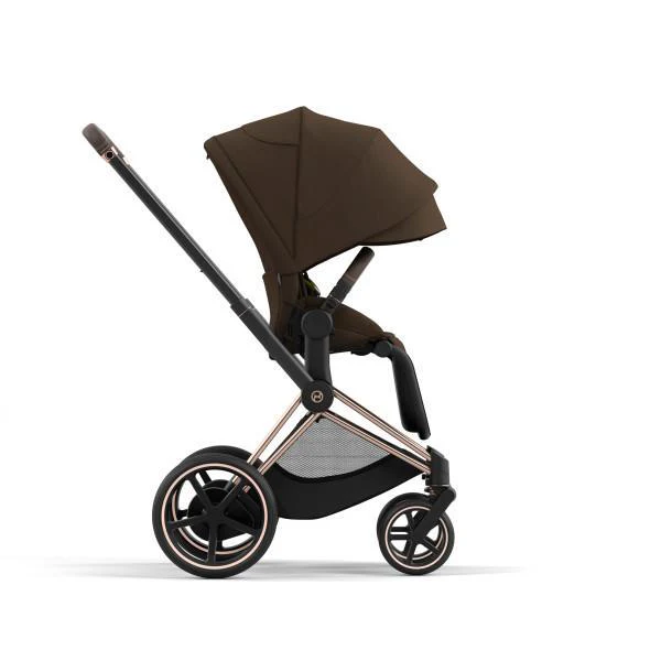 Cybex E-Priam 2 Stroller - Rose Gold/Brown Frame and Khaki Green Seat Pack - Image 5