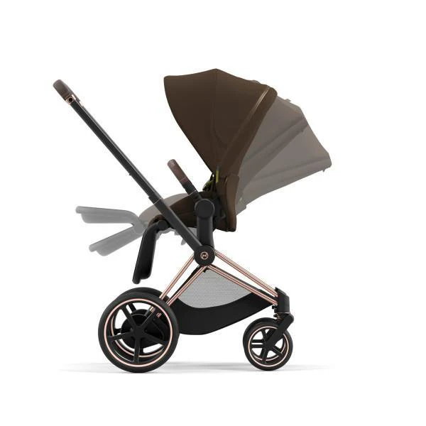 Cybex E-Priam 2 Stroller - Rose Gold/Brown Frame and Khaki Green Seat Pack - Image 6