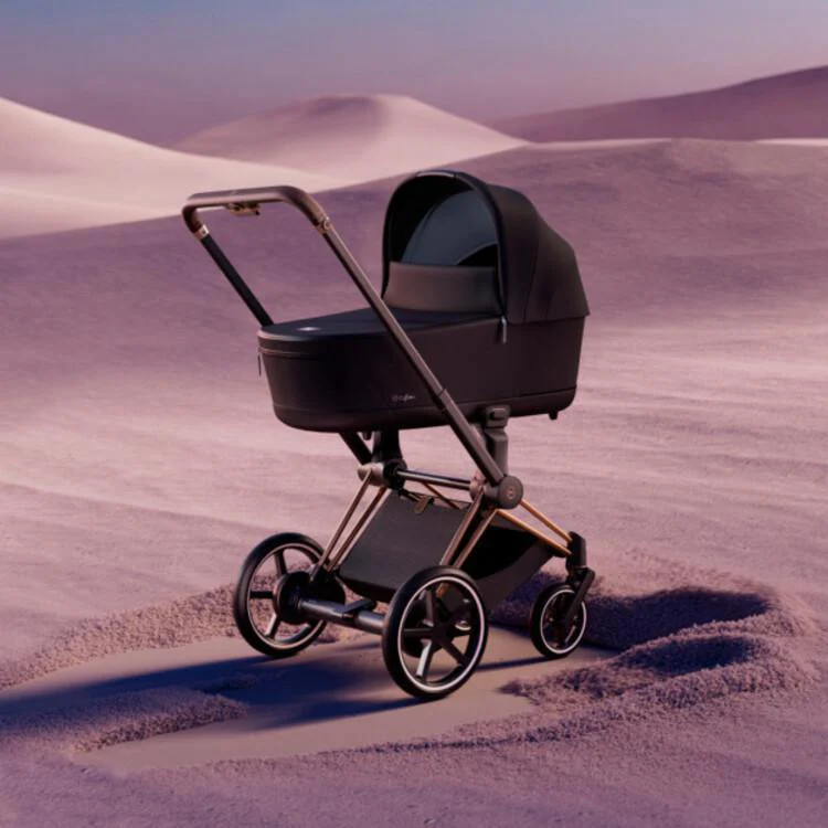 Cybex E-Priam 2 Stroller - Rose Gold/Brown Frame and Nautical Blue Seat Pack - Image 2
