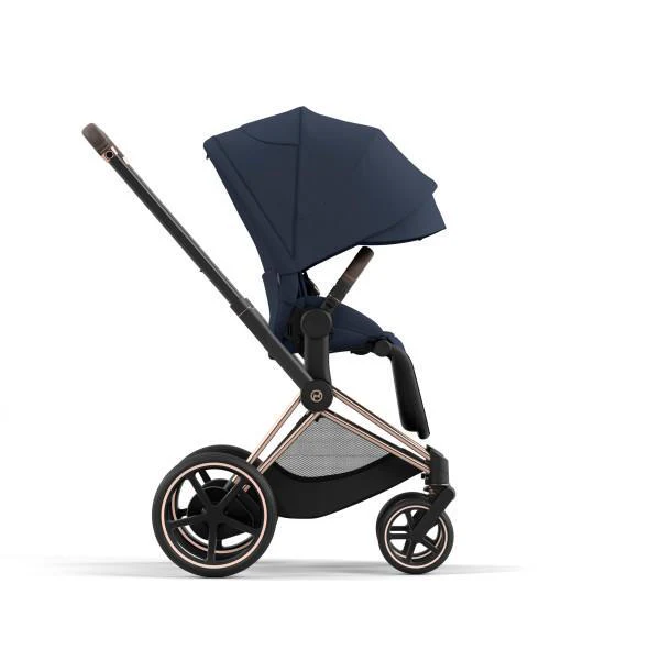 Cybex E-Priam 2 Stroller - Rose Gold/Brown Frame and Nautical Blue Seat Pack - Image 5