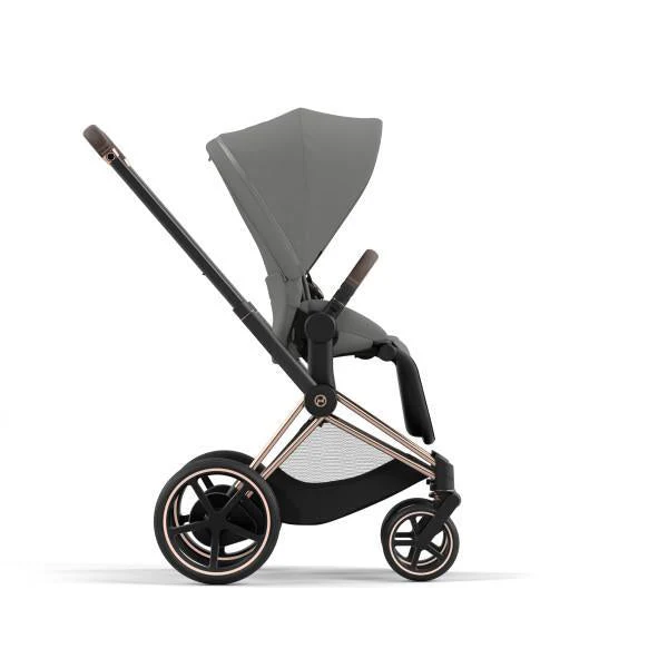 Cybex E-Priam 2 Stroller - Rose Gold/Brown Frame and Soho Grey Seat Pack - Image 3