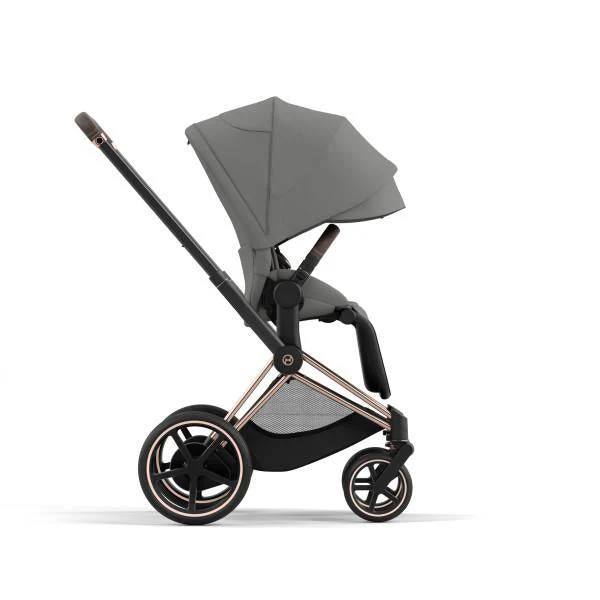 Cybex E-Priam 2 Stroller - Rose Gold/Brown Frame and Soho Grey Seat Pack - Image 5
