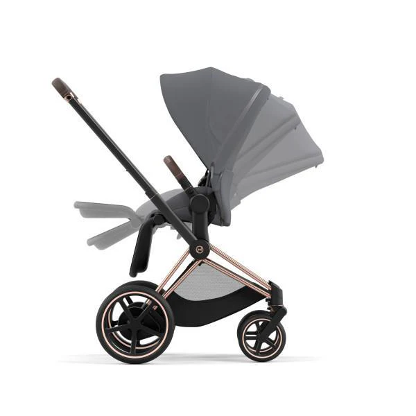 Cybex E-Priam 2 Stroller - Rose Gold/Brown Frame and Soho Grey Seat Pack - Image 6