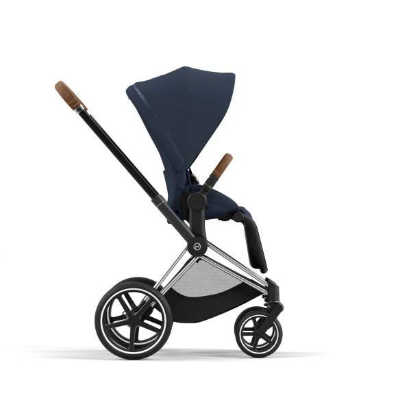 Cybex Priam 4 Stroller - Chrome/Brown Frame and Nautical Blue Seat Pack - Image 3