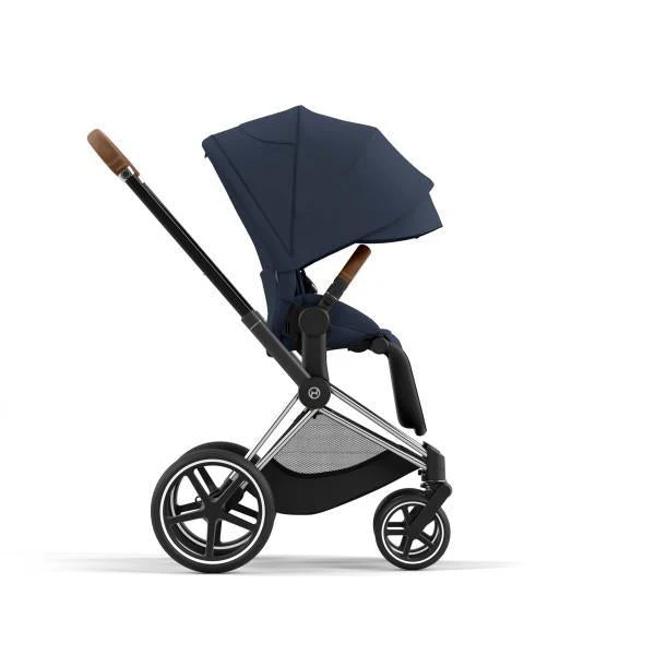 Cybex Priam 4 Stroller - Chrome/Brown Frame and Nautical Blue Seat Pack - Image 5