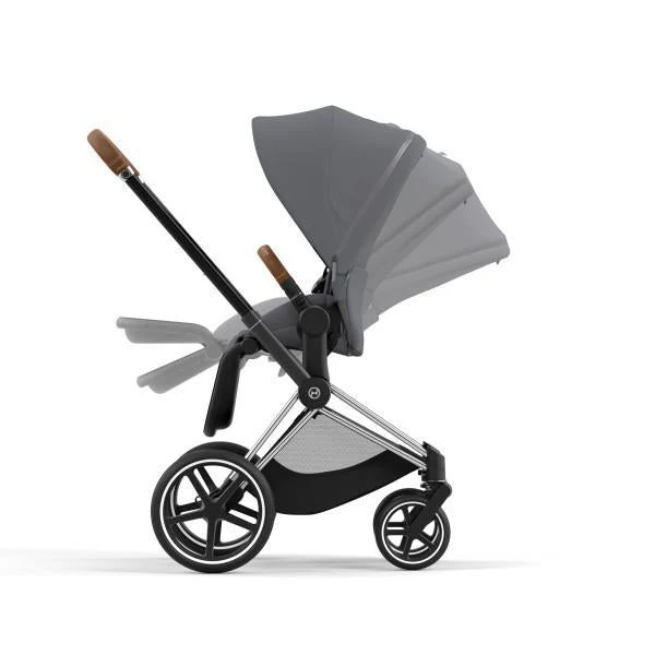 Cybex Priam 4 Stroller - Chrome/Brown Frame and Soho Grey Seat Pack - Image 6