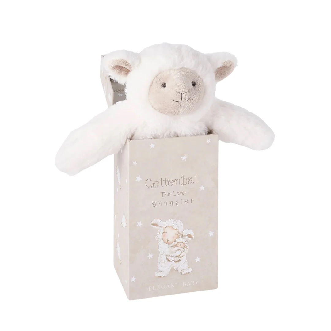 Elegant Baby Cottonball the Lamb Snuggler Plush Security Blanket w/ Gift Box