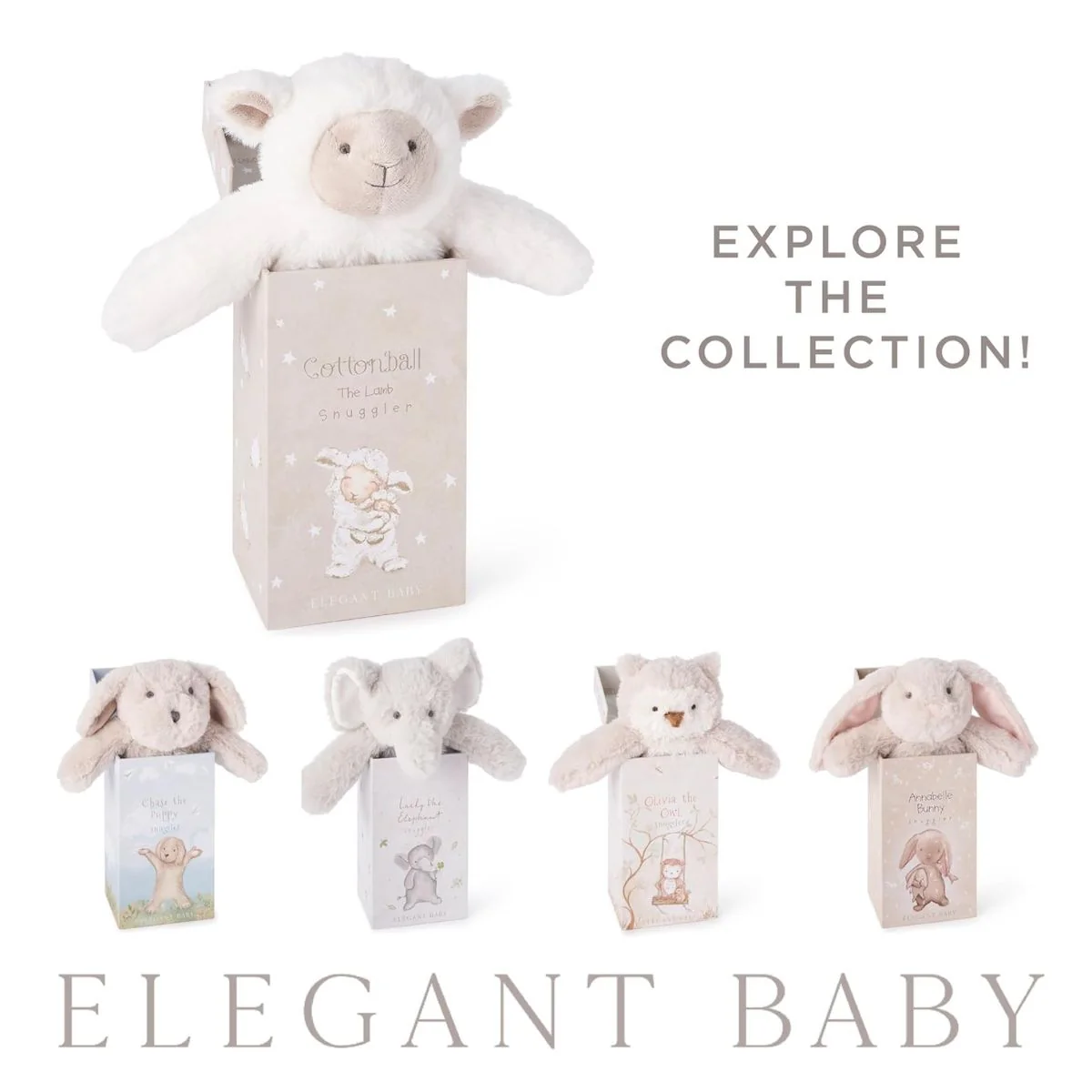 Elegant Baby Cottonball the Lamb Snuggler Plush Security Blanket w/ Gift Box - Image 6