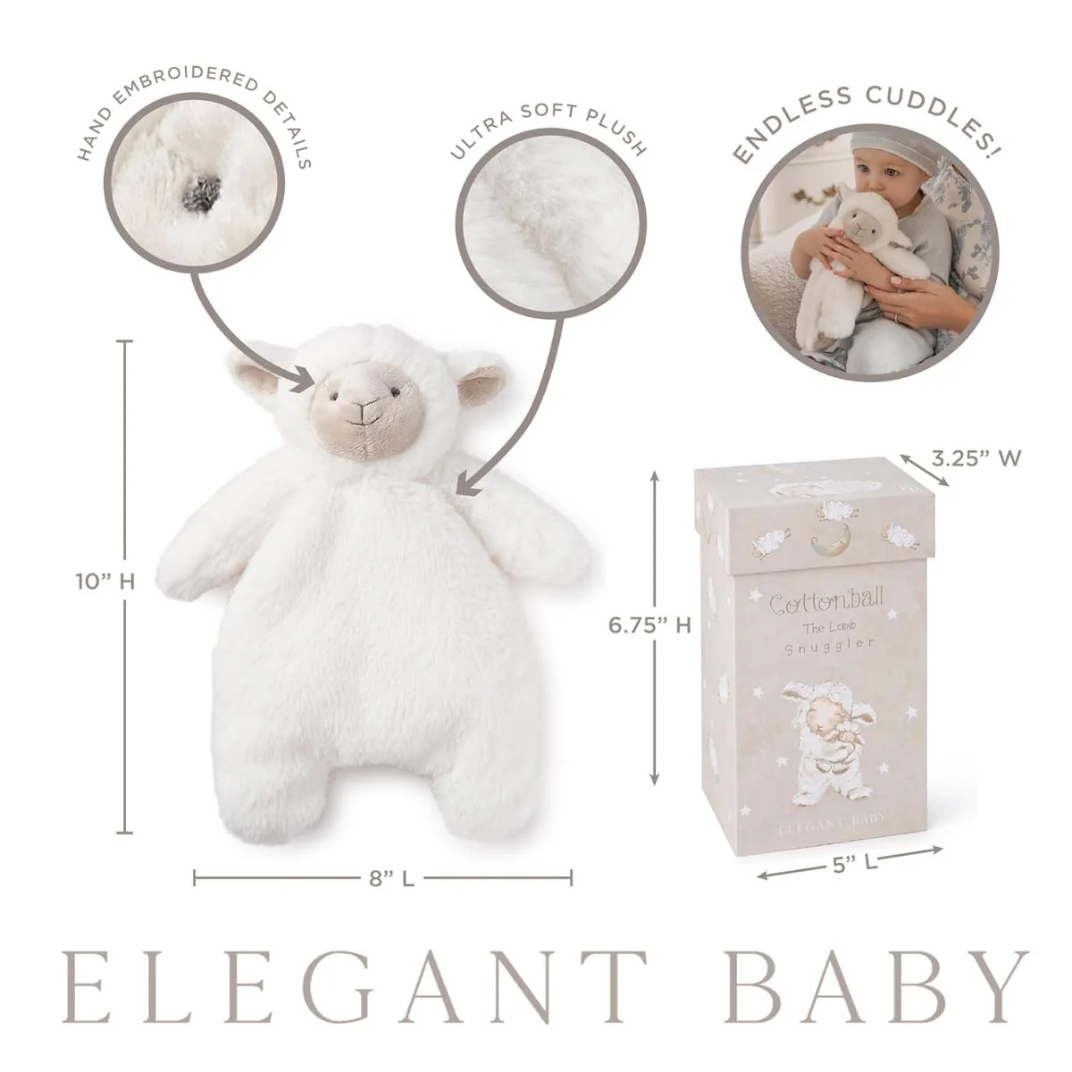 Elegant Baby Cottonball the Lamb Snuggler Plush Security Blanket w/ Gift Box - Image 7