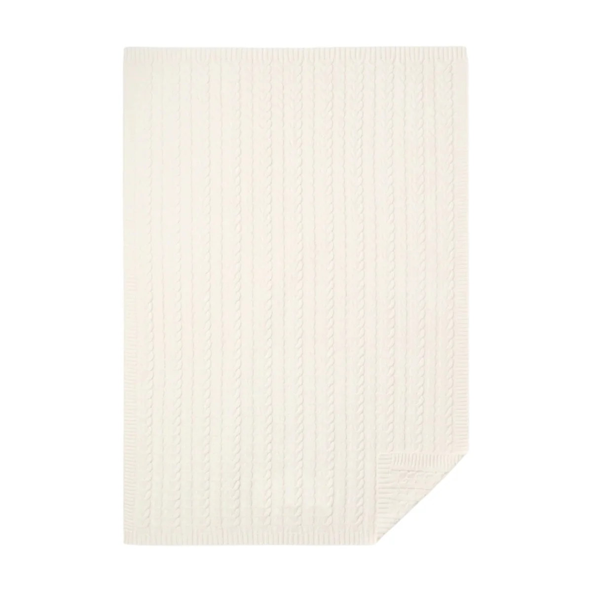 Elegant Baby Horseshoe Cable Knit Baby Blanket - White - Image 3