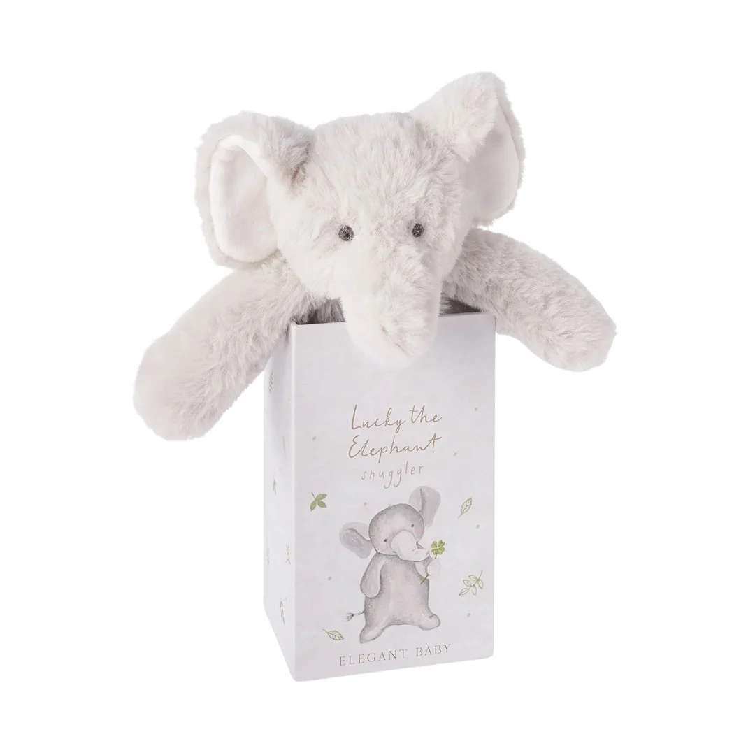 Elegant Baby Lucky the Elephant Snuggler Plush Security Blanket w/ Gift Box