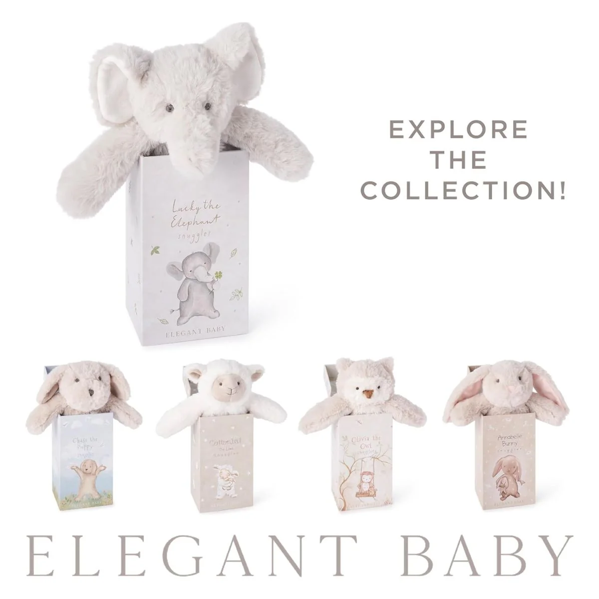 Elegant Baby Lucky the Elephant Snuggler Plush Security Blanket w/ Gift Box - Image 7