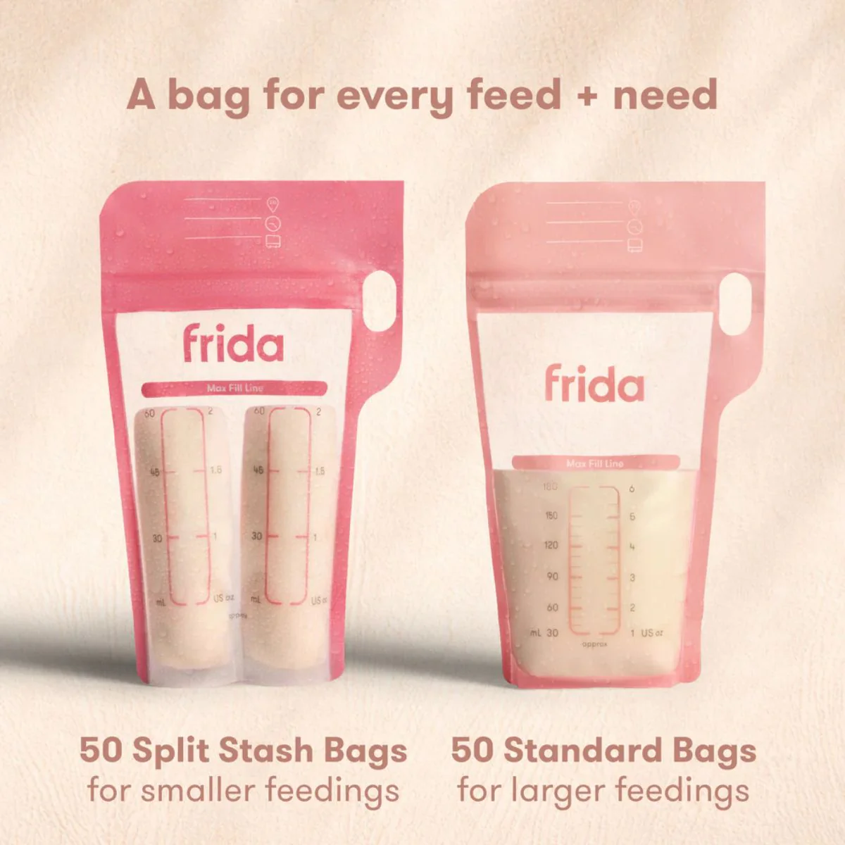 Frida Mom Breastmilk Storage Bags, 100ct Variety Pack 6 oz - Image 3