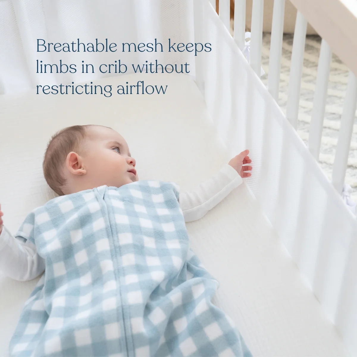 Halo Breathable Mesh Crib Liner for Mini Crib - Grey - Image 2