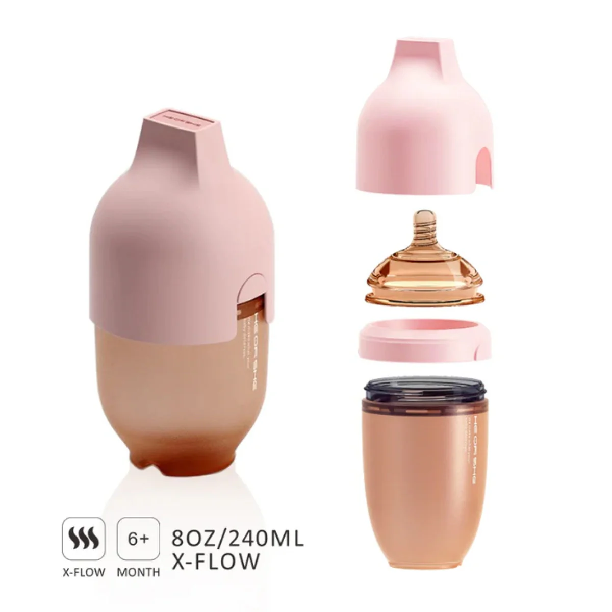 HEORSHE Ultra Wide Neck Baby Bottle 8 OZ -Pink - Image 3