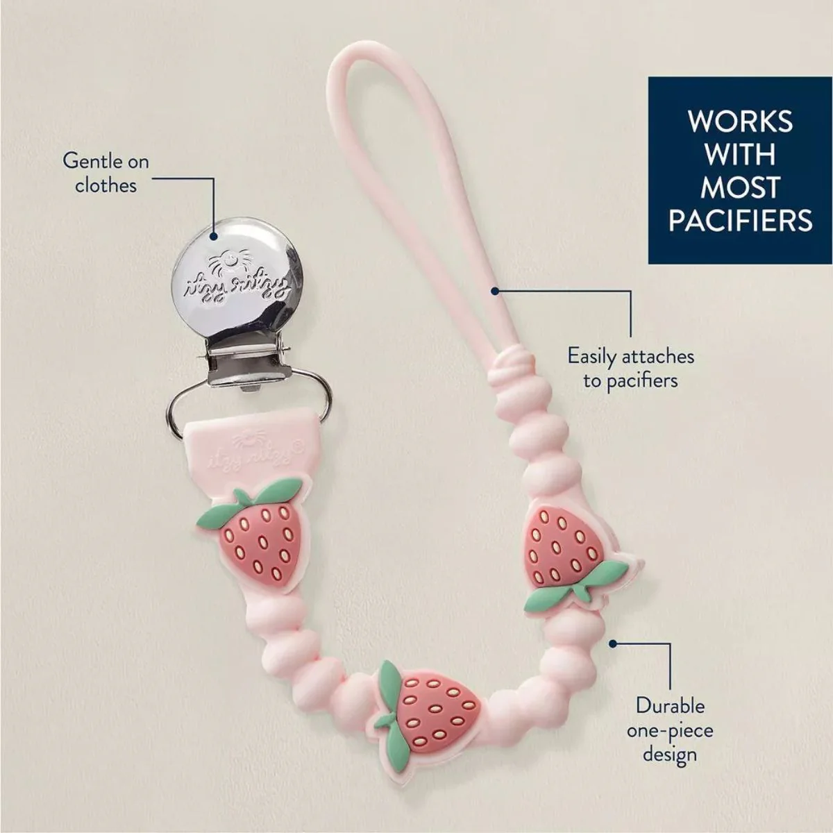 Itzy Ritzy Beaded Pacifier Clip - Strawberry - Image 5