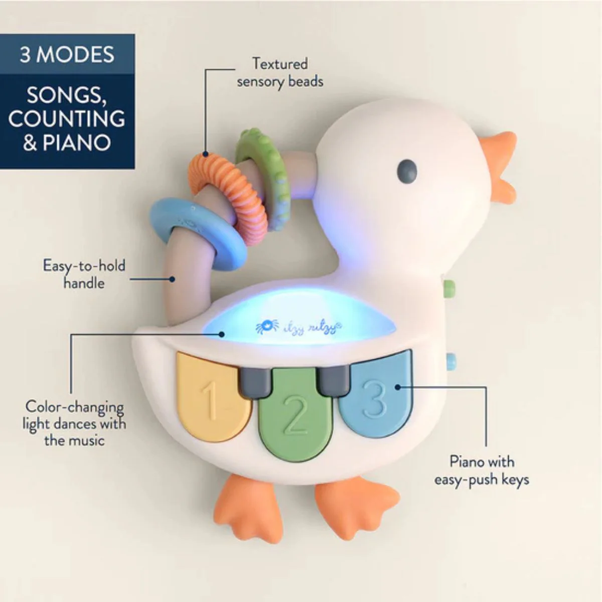 Itzy Ritzy Bitzy Tunes Light Up Interactive Piano Toy - Goose - Image 9