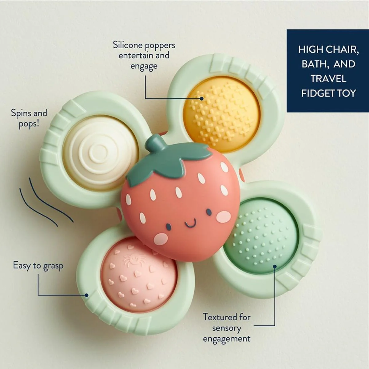 Itzy Ritzy Pop & Whirl Fidget Spinner Travel & Bath Toy - Strawberry - Image 4