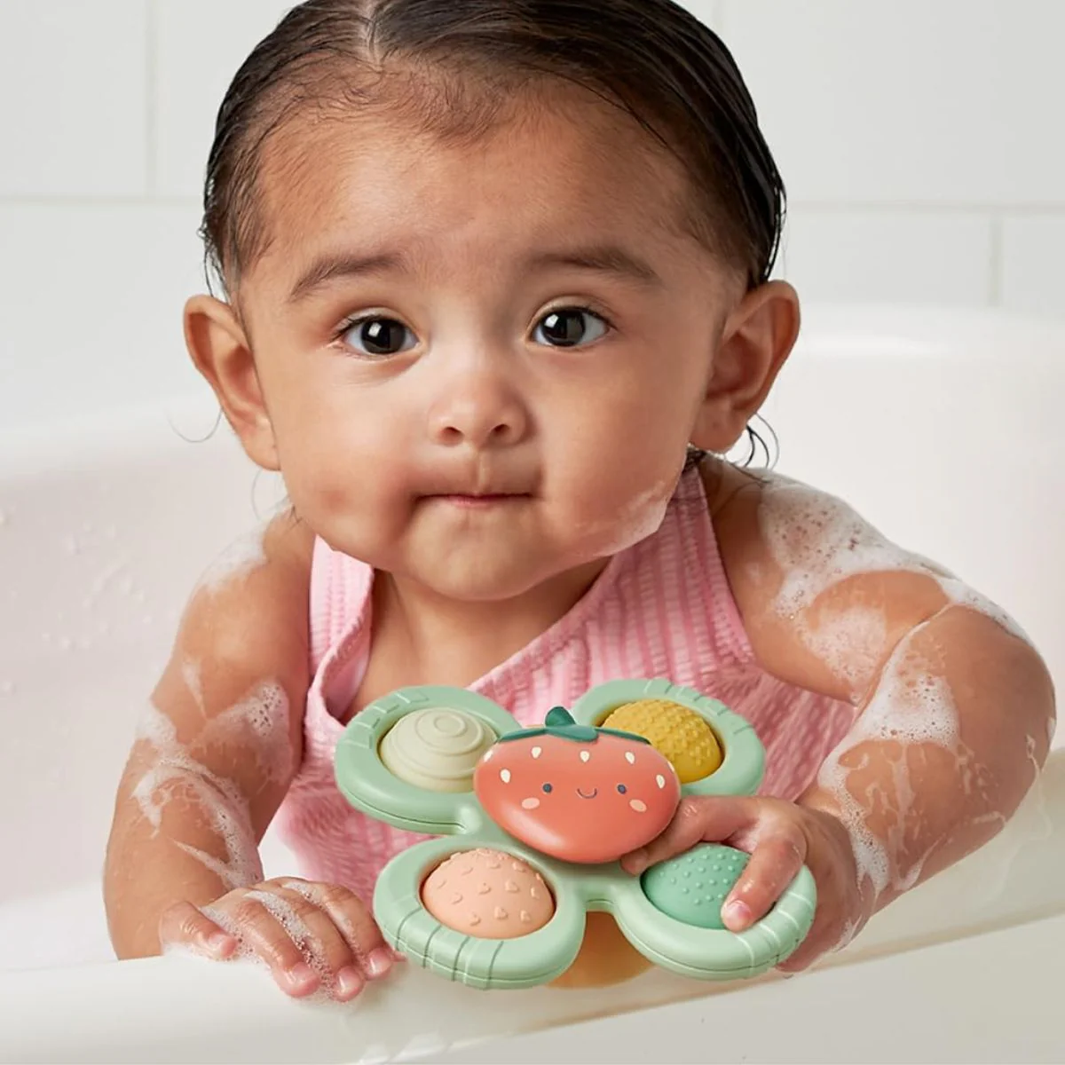 Itzy Ritzy Pop & Whirl Fidget Spinner Travel & Bath Toy - Strawberry - Image 8