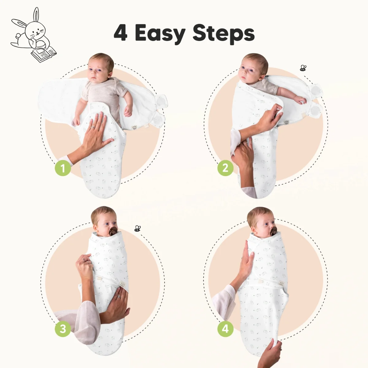 KeaBabies 3pk Soothe Baby Swaddles 0-3 Months, Sleep Sack for Newborns Bunnies - Image 10