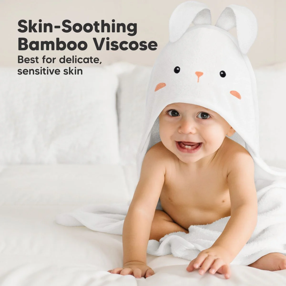 KeaBabies Cuddle Baby Hooded Towel Regular - Bunny - Image 3