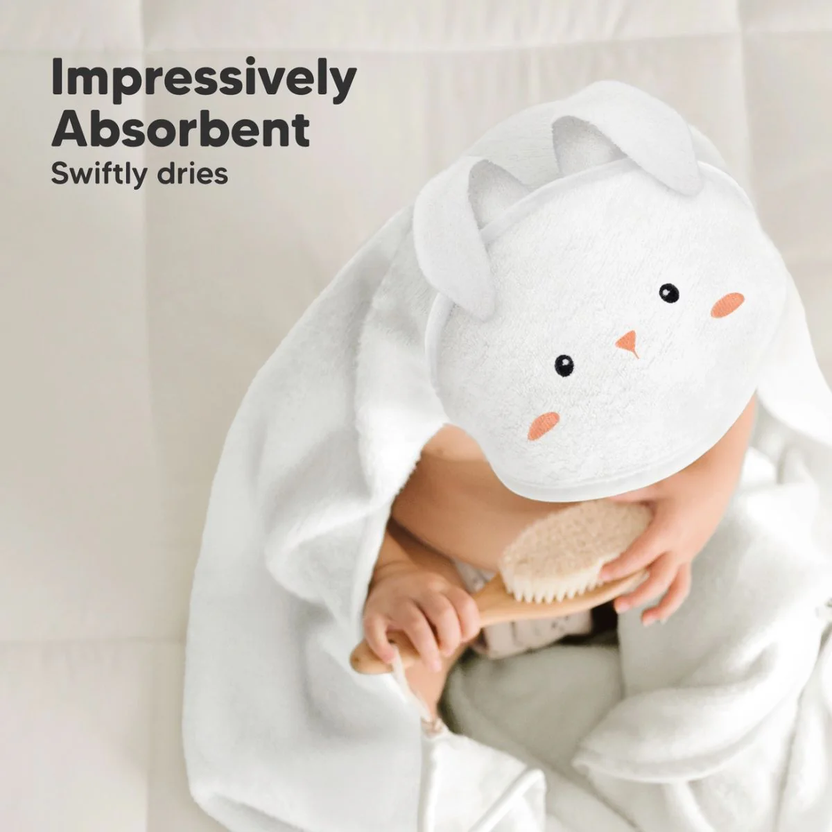 KeaBabies Cuddle Baby Hooded Towel Regular - Bunny - Image 5