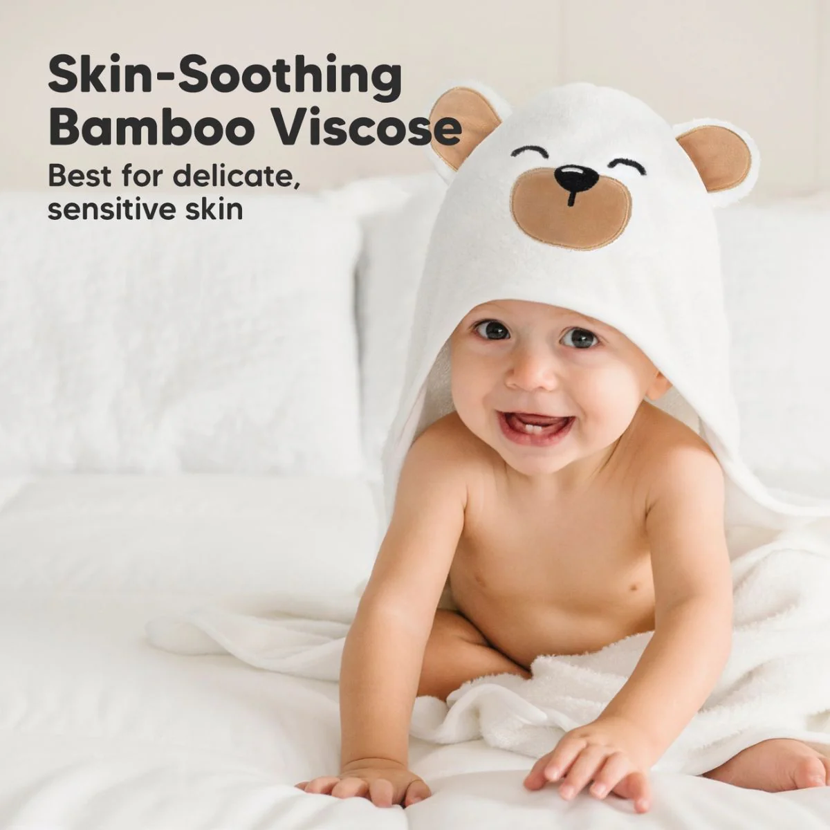 KeaBabies Cuddle Baby Hooded Towel Regular - Grizzly - Image 3