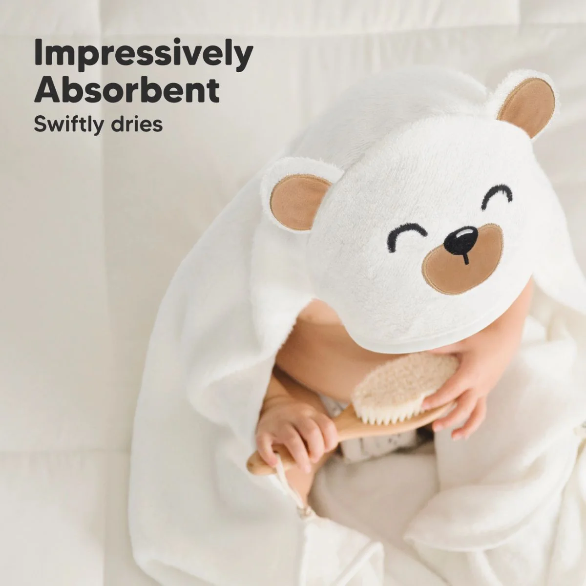 KeaBabies Cuddle Baby Hooded Towel Regular - Grizzly - Image 6