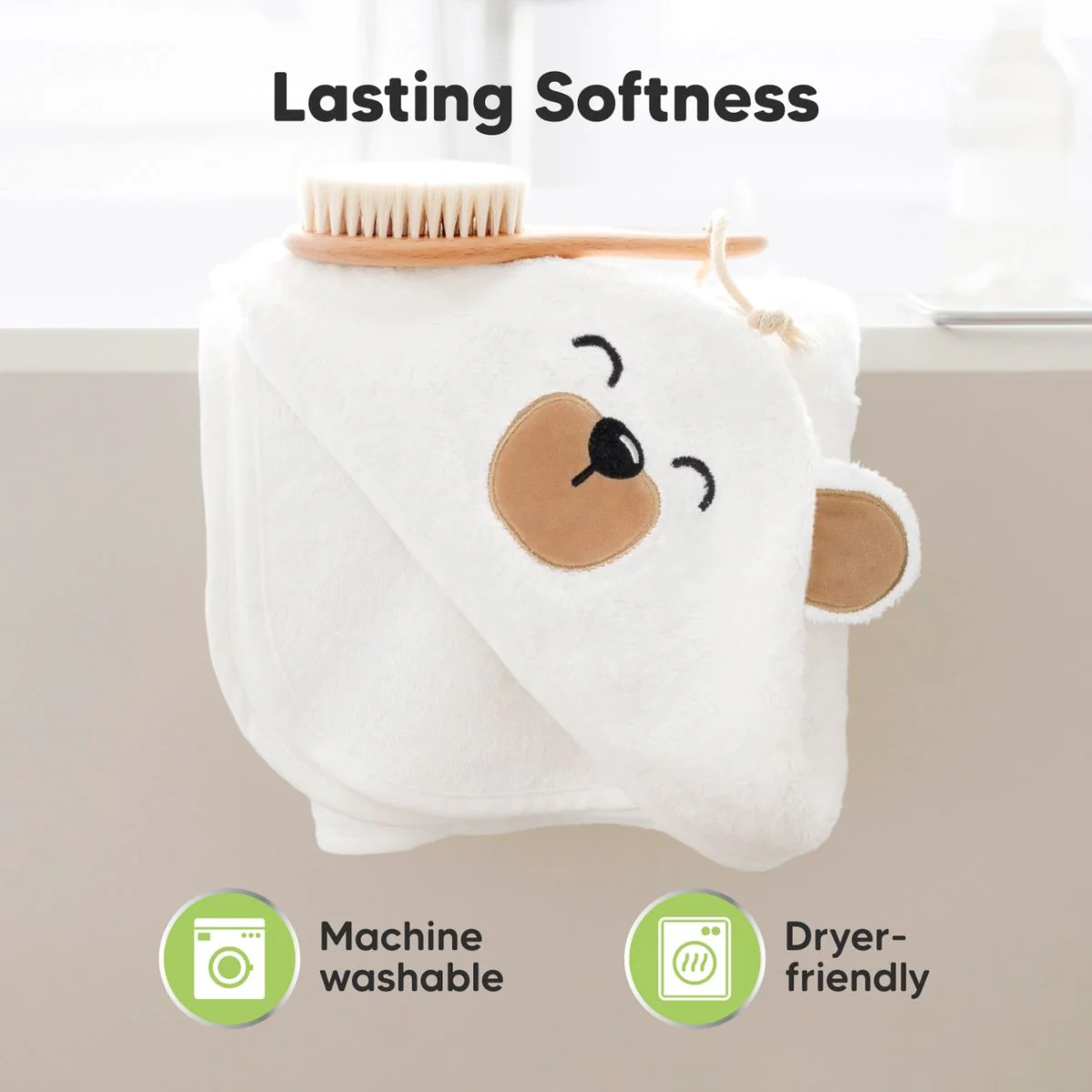 KeaBabies Cuddle Baby Hooded Towel Regular - Grizzly - Image 7