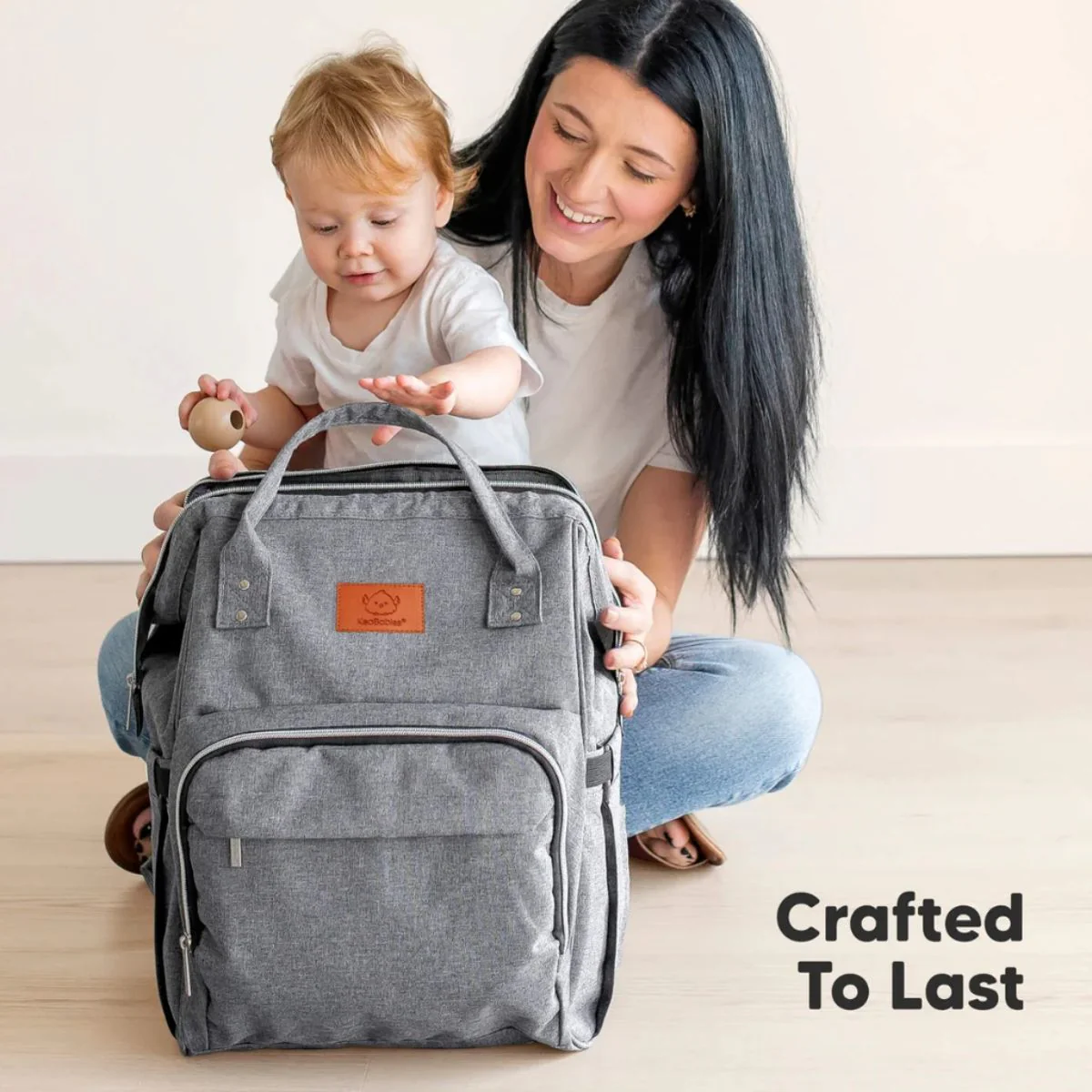 KeaBabies Original Diaper Bag Backpack - Classic Grey - Image 10