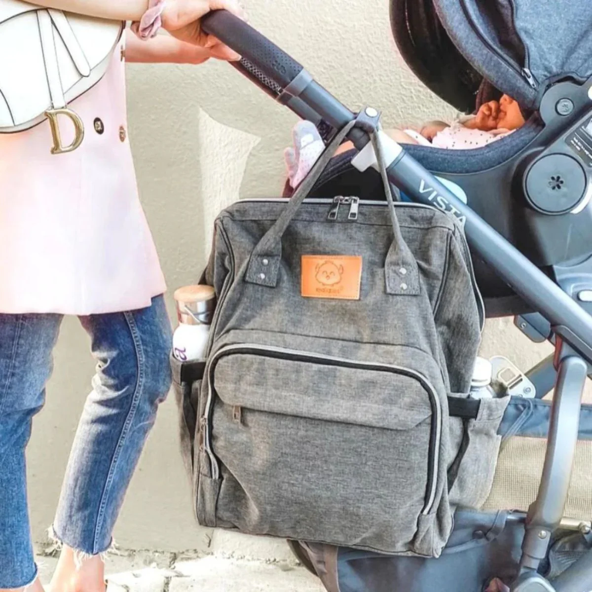 KeaBabies Original Diaper Bag Backpack - Classic Grey - Image 11