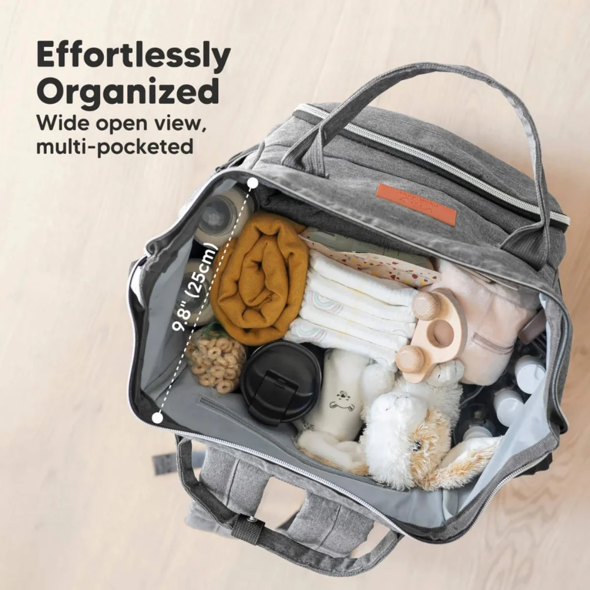 KeaBabies Original Diaper Bag Backpack - Classic Grey - Image 4