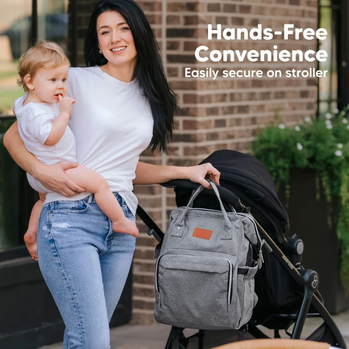KeaBabies Original Diaper Bag Backpack - Classic Grey - Image 7