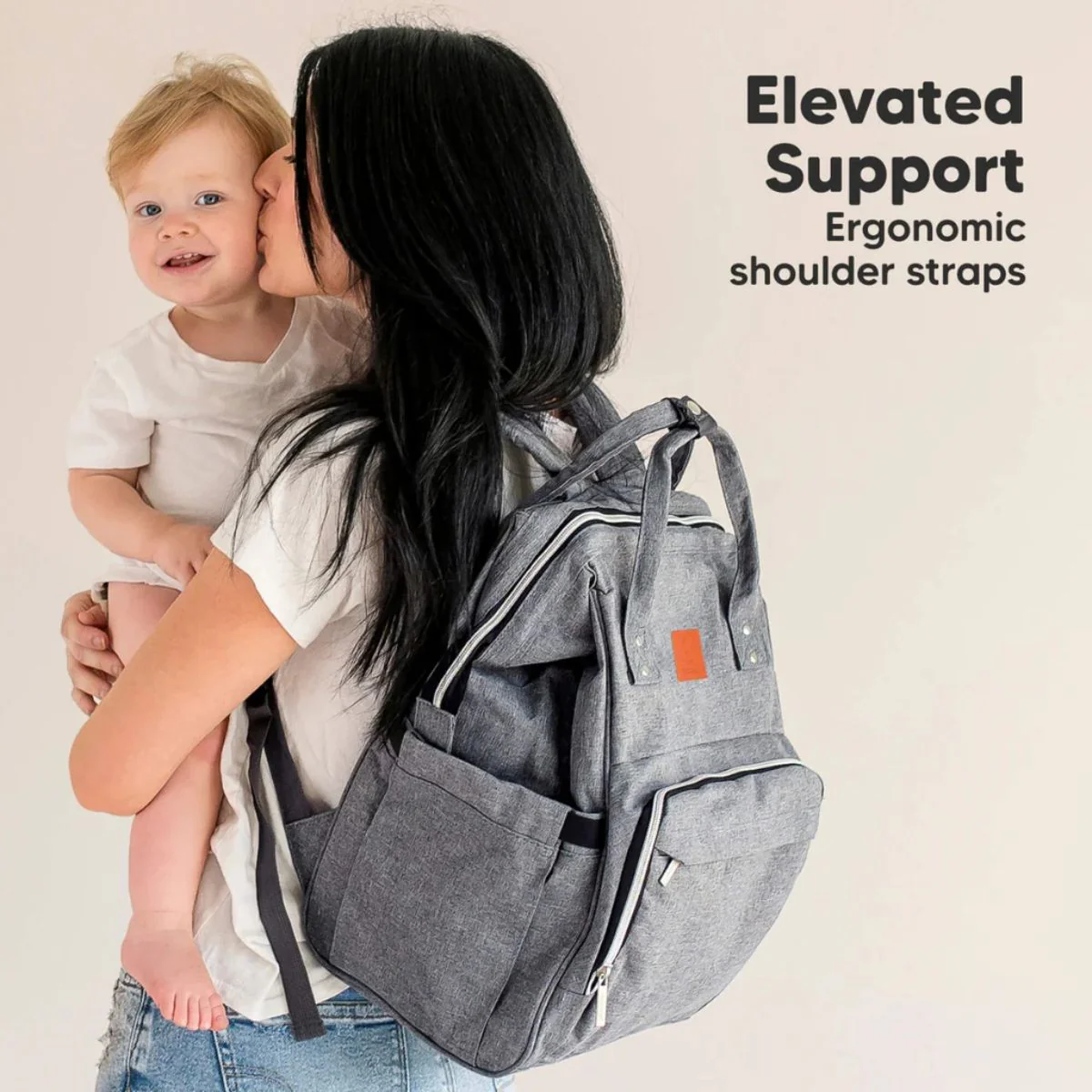 KeaBabies Original Diaper Bag Backpack - Classic Grey - Image 8