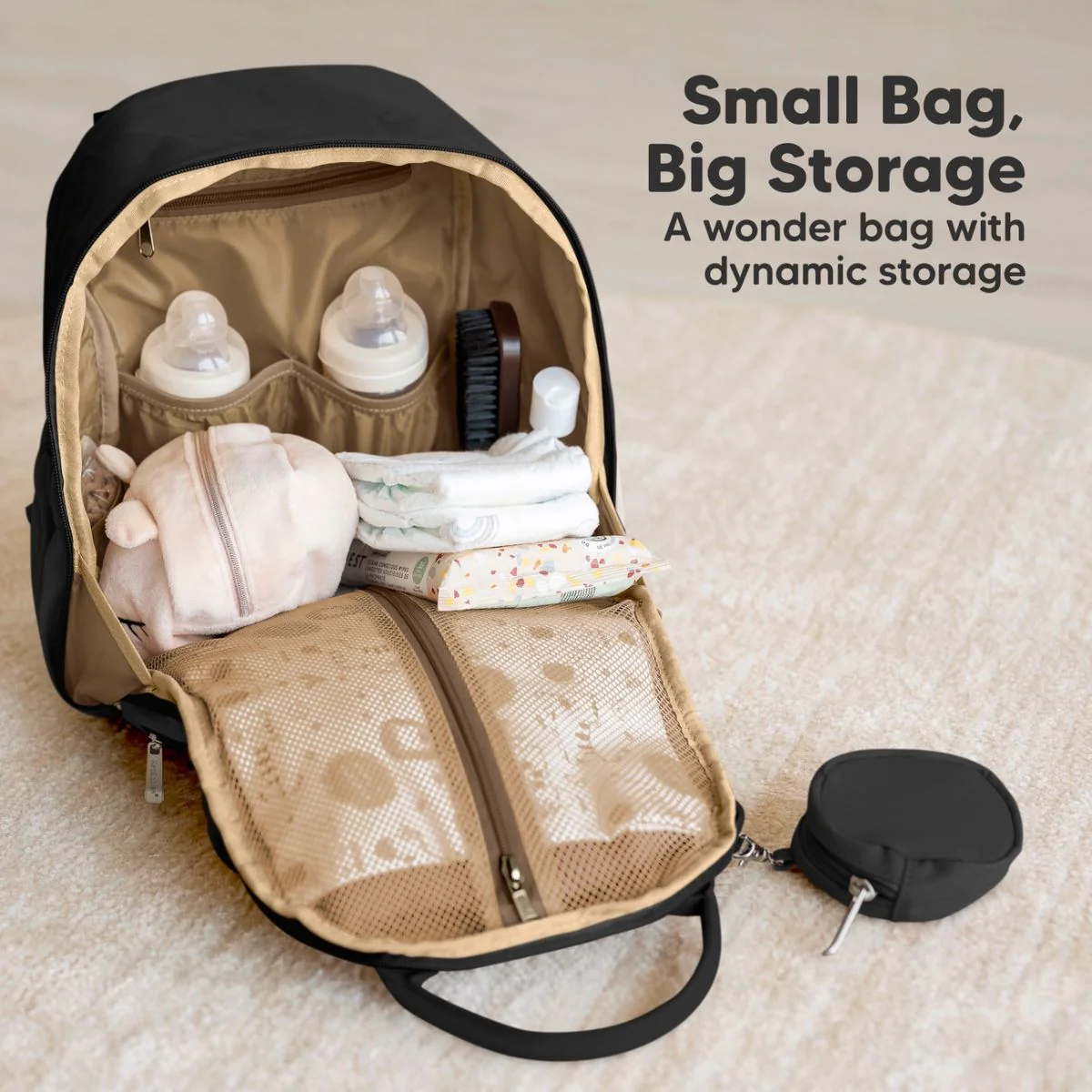 KeaBabies Play Diaper Backpack with Changing Pad - Trendy Black - Image 3