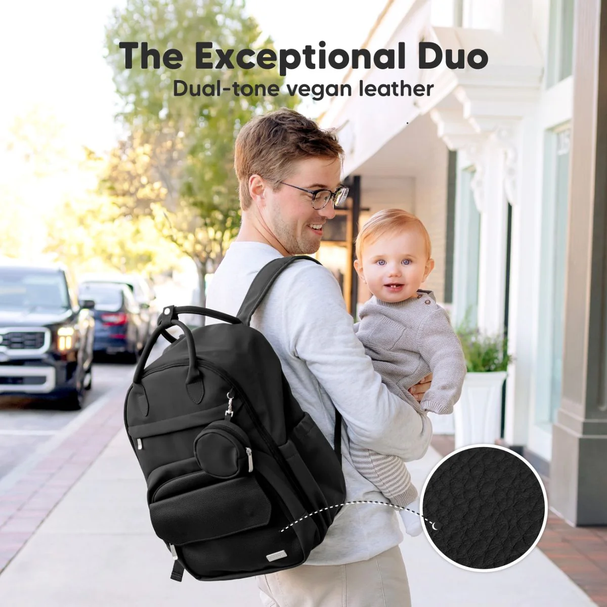 KeaBabies Play Diaper Backpack with Changing Pad - Trendy Black - Image 6