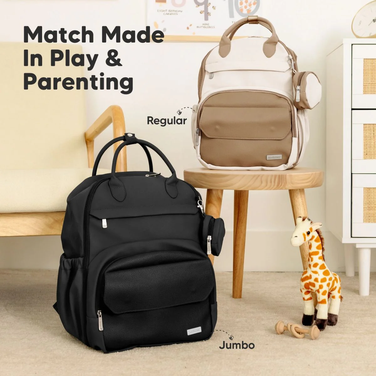 KeaBabies Play Diaper Backpack with Changing Pad - Trendy Black - Image 7