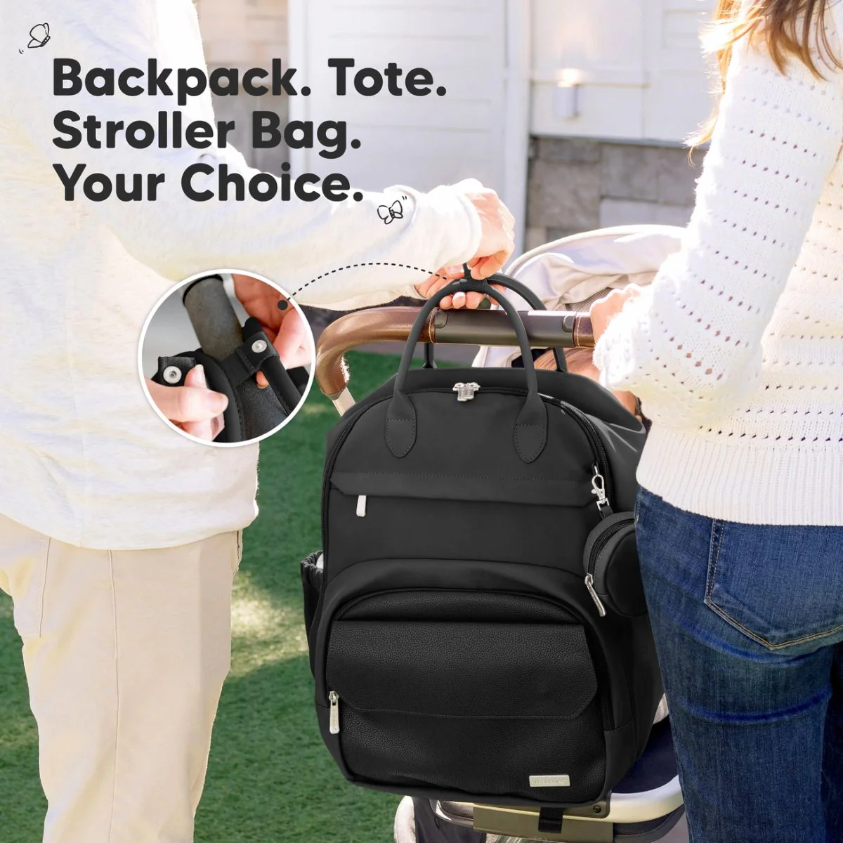 KeaBabies Play Diaper Backpack with Changing Pad - Trendy Black - Image 8