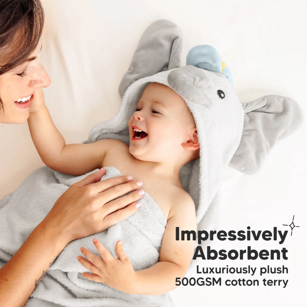 KeaBabies PlayPals Baby Hooded Towel - Ethan - Image 2