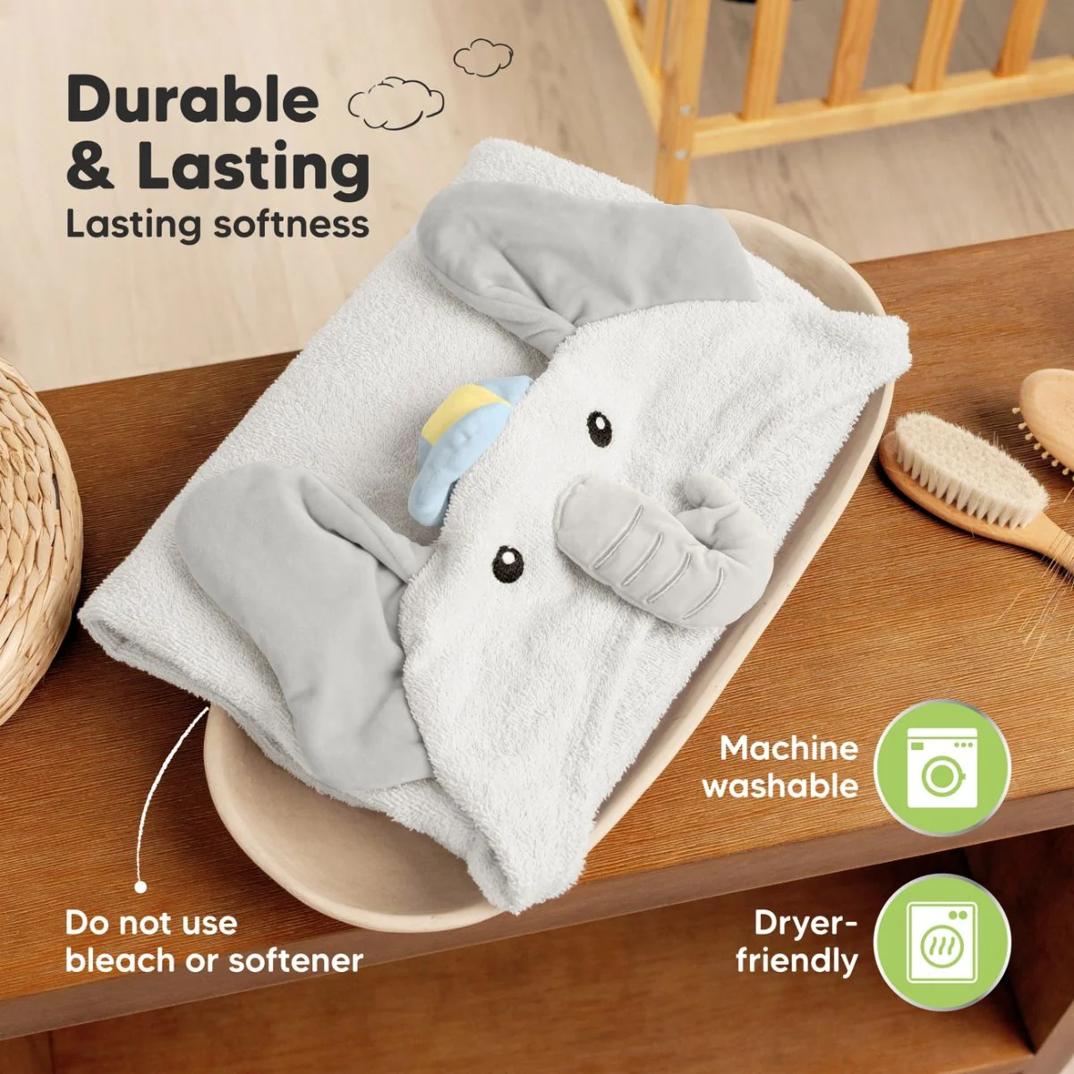 KeaBabies PlayPals Baby Hooded Towel - Ethan - Image 5