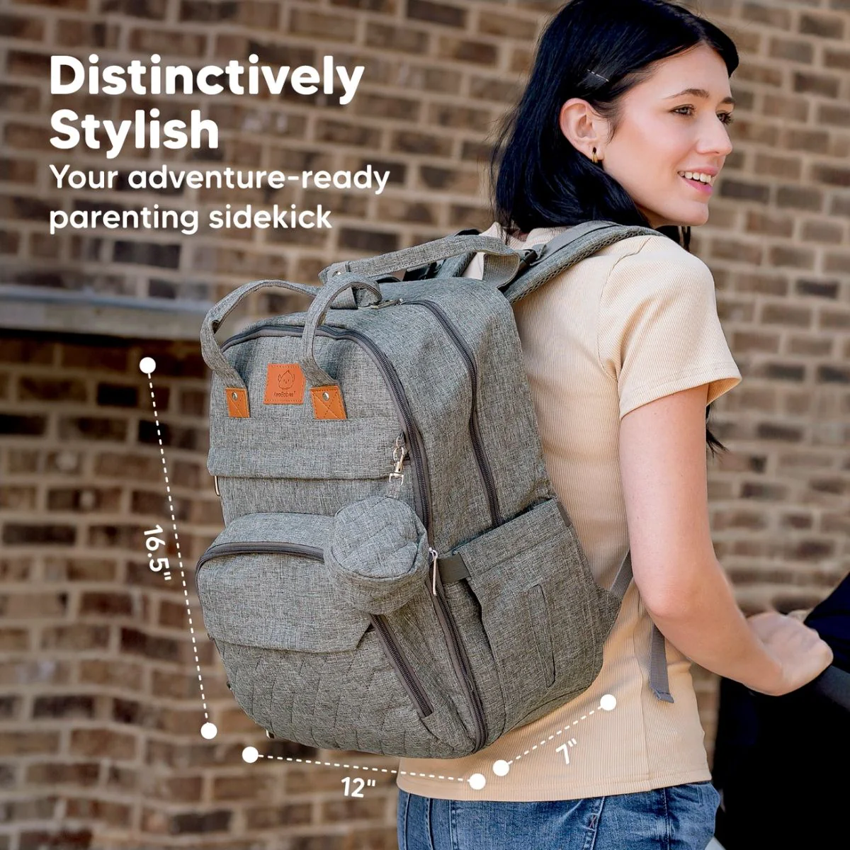KeaBabies Rove Diaper Backpack - Classic Grey - Image 4