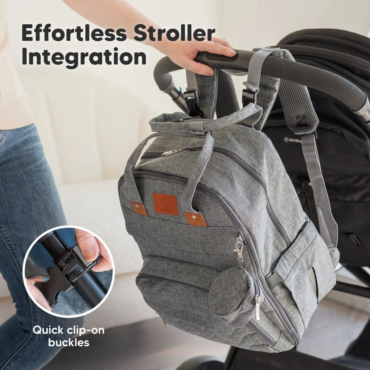 KeaBabies Rove Diaper Backpack - Classic Grey - Image 5
