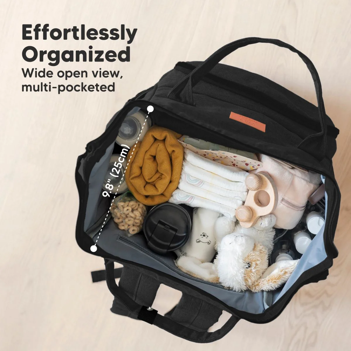 KeaBabies Rove Diaper Backpack - Trendy Black - Image 3